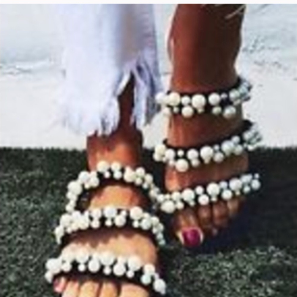 Zara pearly flat slide sandal